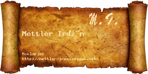 Mettler Irén névjegykártya