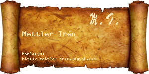 Mettler Irén névjegykártya